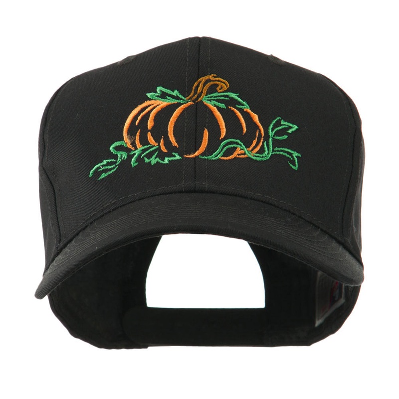 Halloween Pumpkin Outline Embroidered Cap Black One Size