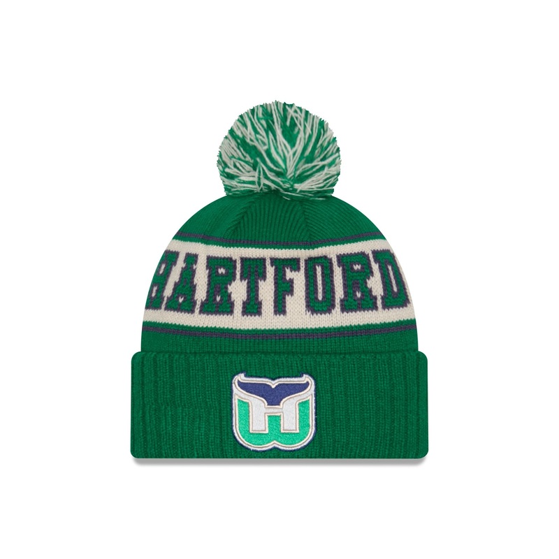 Hartford Whalers Retro Pom Knit Hat One Size