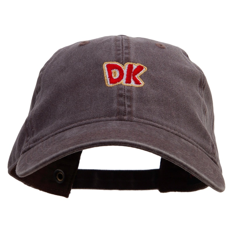 Mario DK Donkey Logo Embroidered Washed Solid Pigment Dyed Cotton Twill Brass Buckle Cap Brown One Size