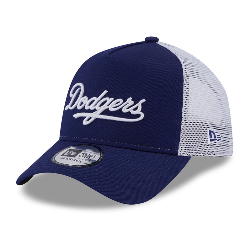 New Era L.A. Dodgers A-Frame Trucker Cap – MLB Team Script – Dark Blue-White Adjustable