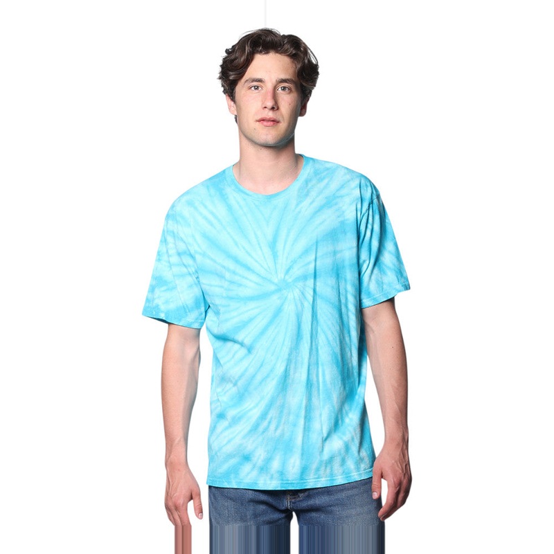 Royal Apparel Unisex Organic Spiral Tie-Dye T-Shirt  Style 5551OSP Made in USA Aquamarine XS