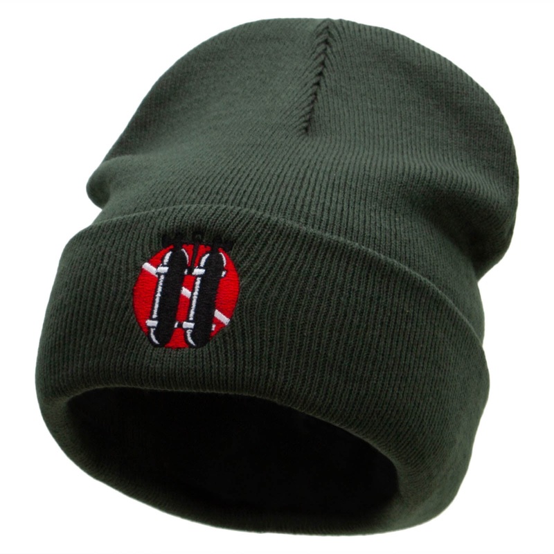 Scuba Gear Embroidered 12 Inch Long Knitted Beanie Olive One Size