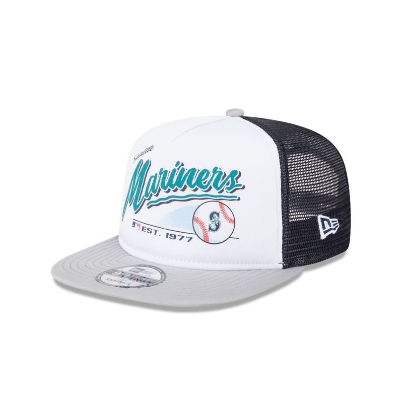 Seattle Mariners Retro Script 9FIFTY A-Frame Trucker Hat One Size