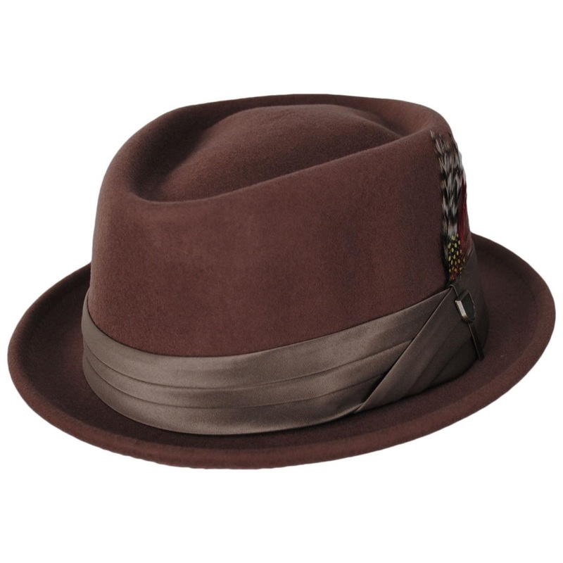 Stout Wool Felt Diamond Crown Fedora Hat – Sepia/Bronze SEPIA/BRONZE XS