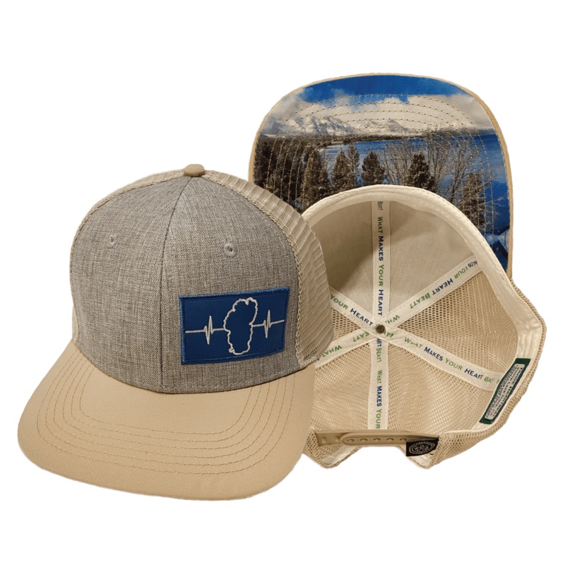 Tahoe Hat – Baseball Hat Fit – Cream / Gray – Trucker Mesh
