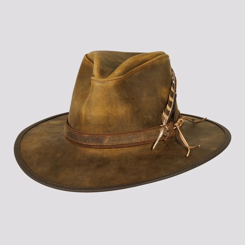 Tate | Mens Genuine Leather Cowboy Hat Burnt Honey MD