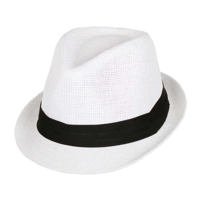Traditional Summer Straw Fedora Hat White
