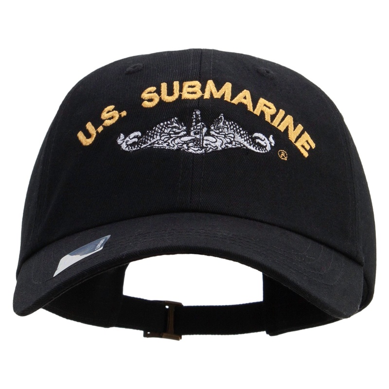 US Submarine Logo Embroidered Dad Style Unstructured Low Profile 6 panel Cotton Cap Black One Size