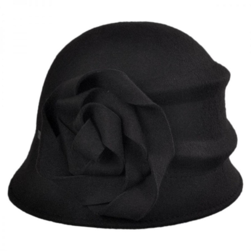 Alexandrite Wool Felt Cloche Hat BLACK ONE SIZE FITS MOST