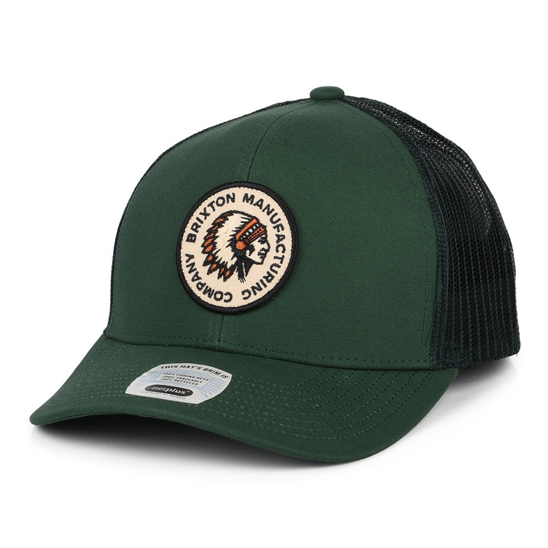 Brixton Hats Rival Stamp NetPlus MP Trucker Cap – Pine Green Adjustable