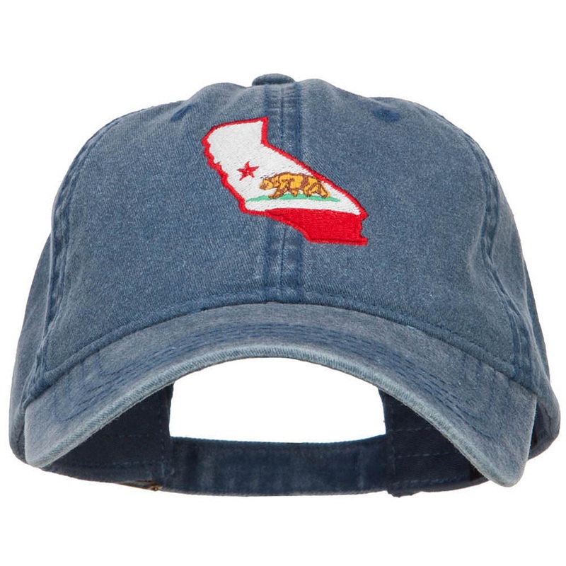 California State Flag Map Embroidered Washed Cap Navy One Size
