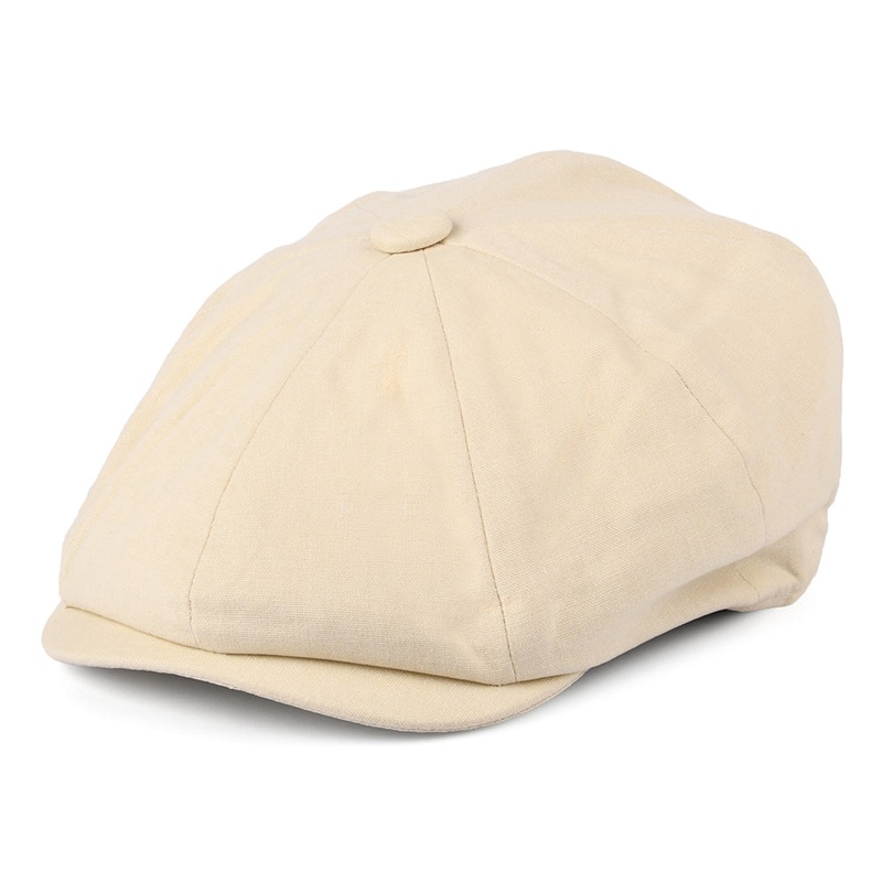 Christys Hats Cotton-Linen 8 Piece Newsboy Cap – Buttermilk S