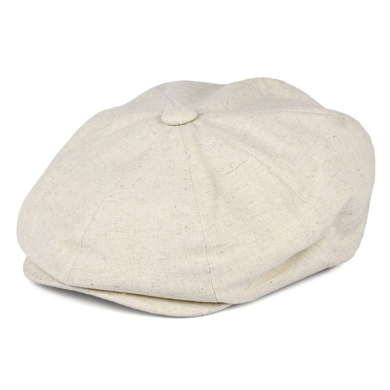 Christys Hats Cotton-Linen 8 Piece Newsboy Cap – Oatmeal S