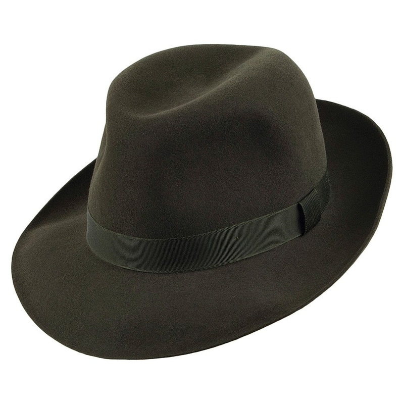 Christys Hats Foldaway Fur Felt Fedora Hat – Dark Green 55