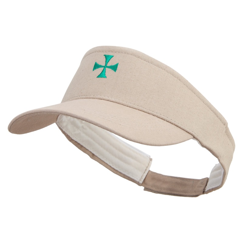 Columbus Day Cross Embroidered Brushed Cotton Sun visor Khaki One Size