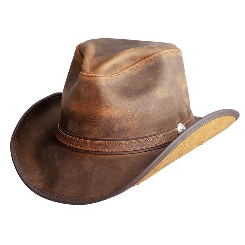 Cyclone Leather Cowboy Hat with Ranger Band up to 2XL – Double G Hat Burnt Honey S (54-55 cm)