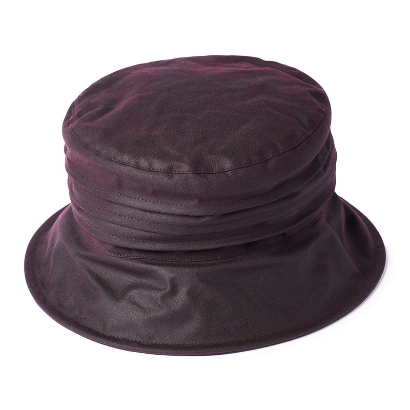 Failsworth Hats Womens British Waxed Cotton Rain Bucket Hat – Wine 1-Size