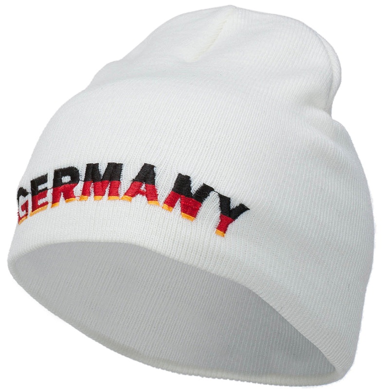 Germany Embroidered Short Beanie White One Size