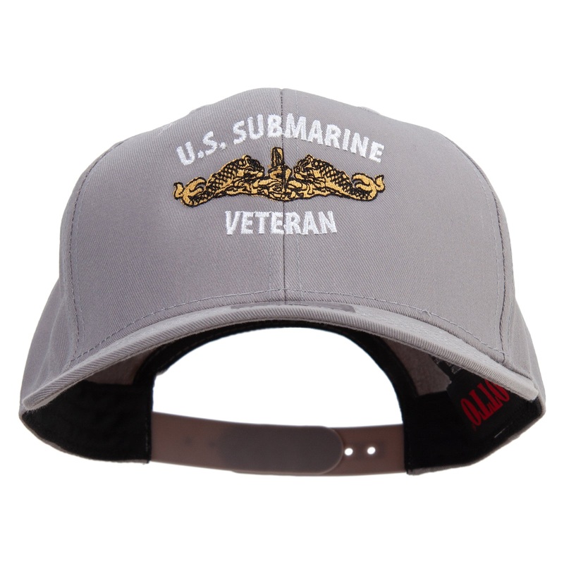 Golden US Submarine Veteran Embroidered Solid Cotton Twill Prostyle Cap Grey One Size