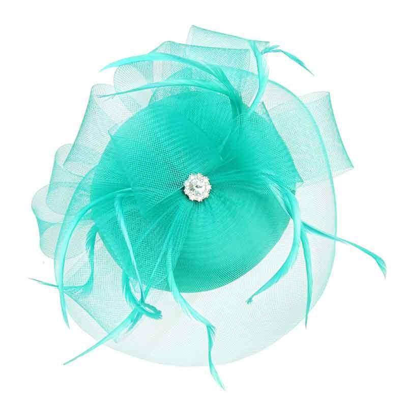 Jewel Accent Small Pill Box Fascinator Blue Zirconia
