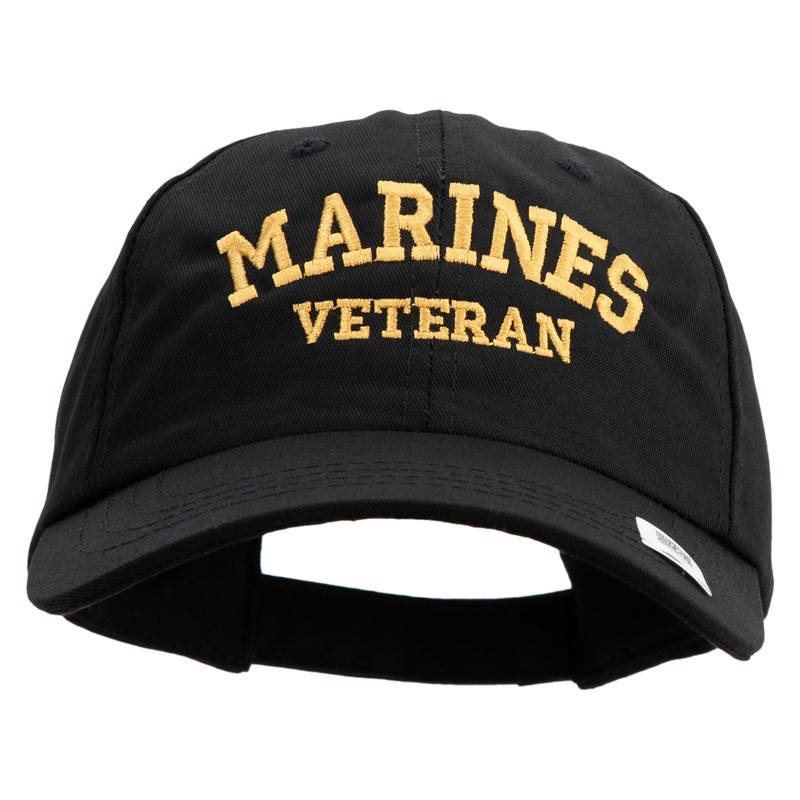 Marines Veteran Embroidered 6 Panel Unstructured Cotton Twill Cap Made in USA Black One Size