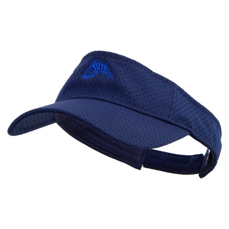 Perch Fish Embroidered Athletic Jersey Mesh Sports Visor Navy One Size