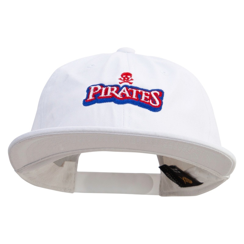 Pirate Skull Vessel Logo Embroidered Unconstructed high profile Cotton Flat Bill Cap White One Size