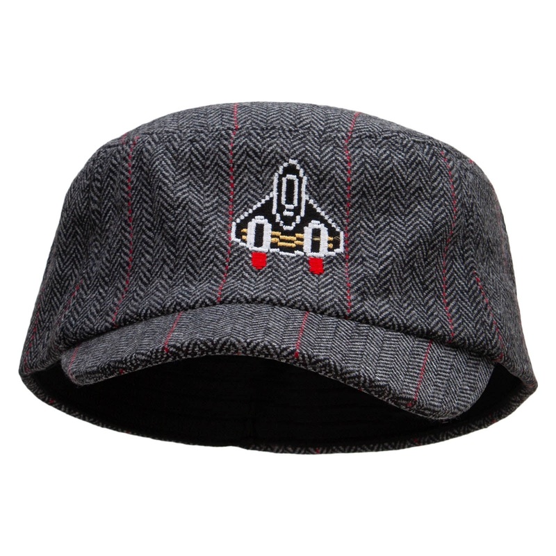 Pixel Rocket Ship Wool Fashion Fitted Engineer Cap Black One Size