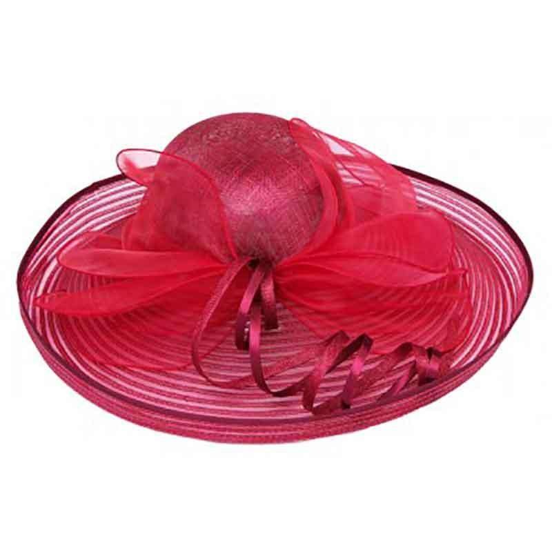 Sinamay and Crinoline Dress Hat with Satin Loop Accent Cranberry