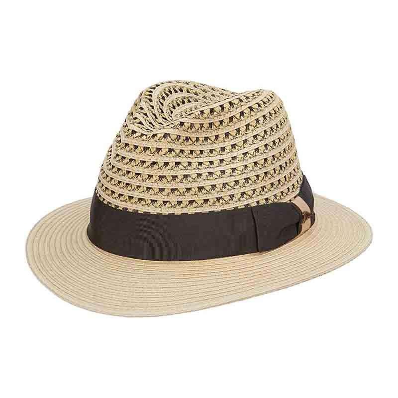 Tommy Bahama Vented Crown Fedora with TB Marlin Pin Natural S/M (22 1/4″)