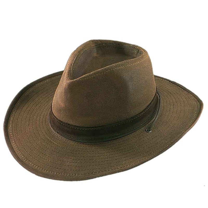 Waxed Cotton Safari Hat with Chin Cord – Henschel Hats Tan XL (24″)