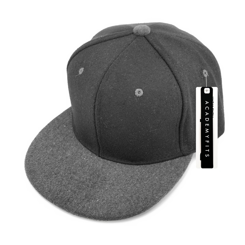 Academy Fits Wool Snapback Hat 1019S Black/Gray