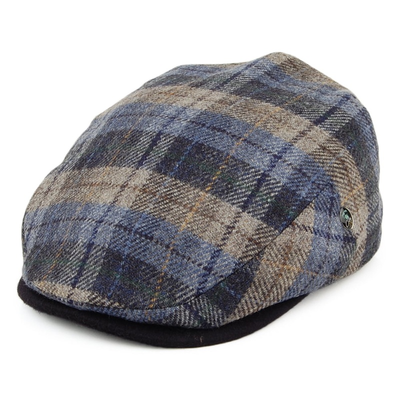 City Sport Plaid Wool & Cashmere Flat Cap – Blue-Moss 55
