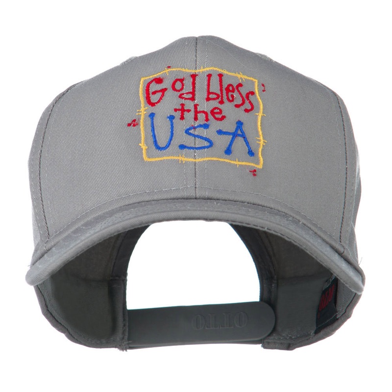 God Bless the USA Embroidered Cap Grey One Size