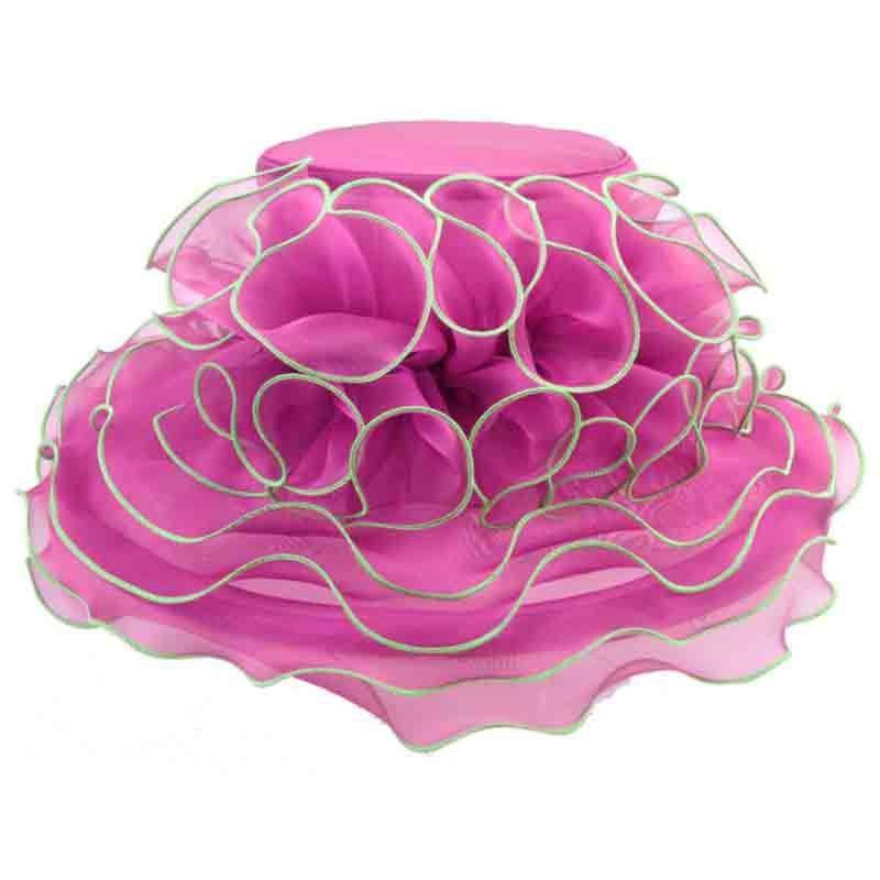 Loopy Organza Hat with Contrast Trim Lavender/Lime