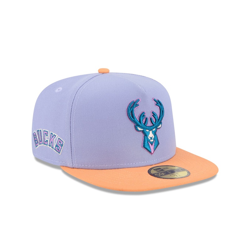 Milwaukee Bucks Lavender 59FIFTY A-Frame Fitted Hat 7
