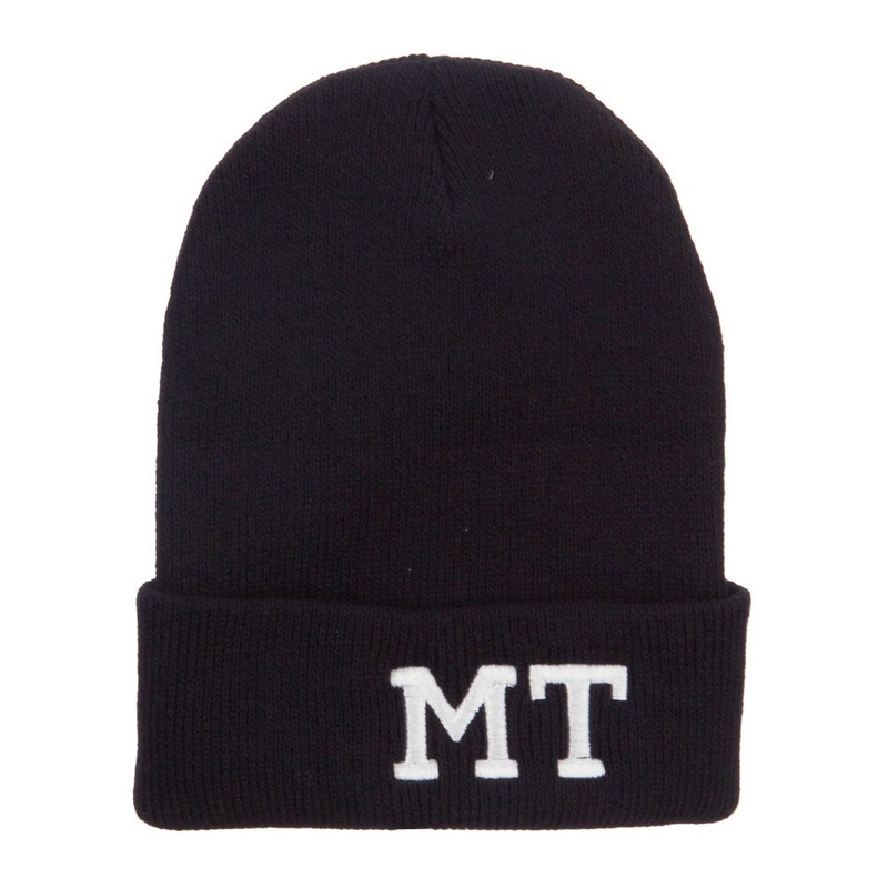 MT Montana State Embroidered Long Beanie Black One Size