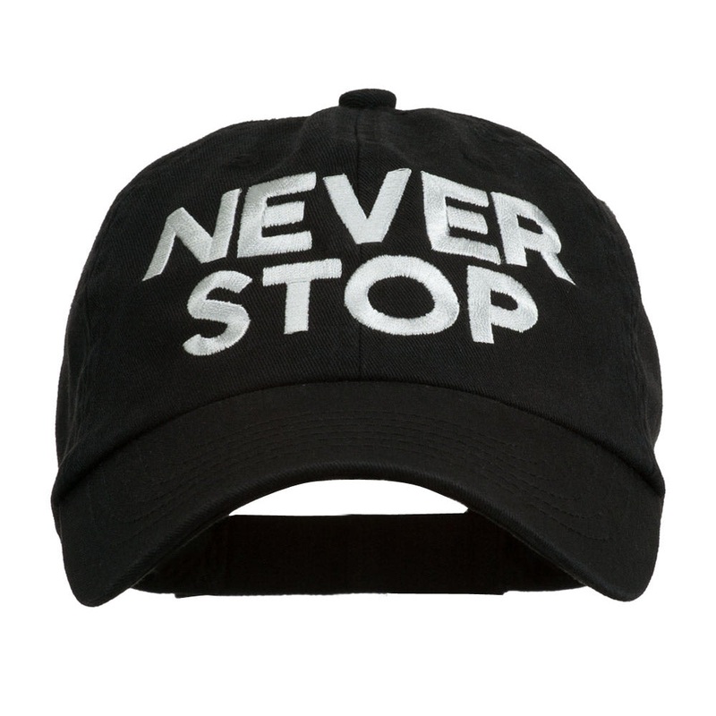 Never Stop Embroidered Washed Cap Black One Size