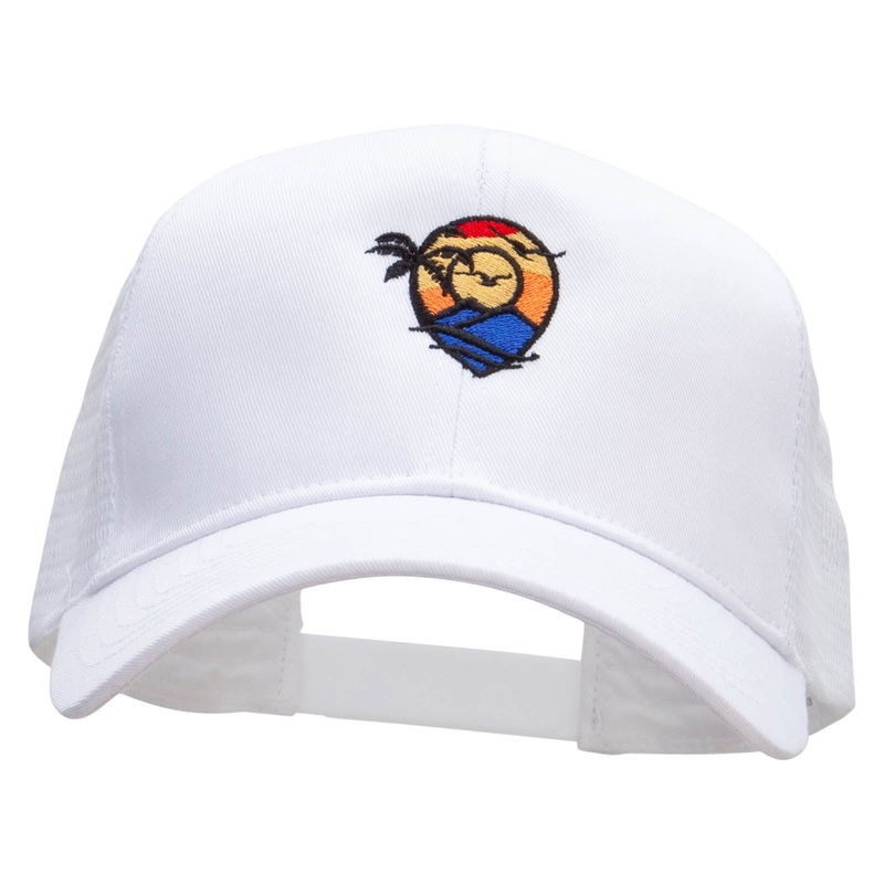 Vacation Location Embroidered Solid Cotton Prostyle Twill Mesh Cap White One Size