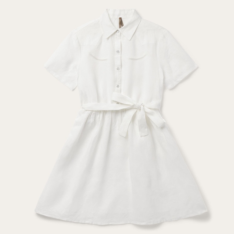 White Linen Shirt Dress White XS