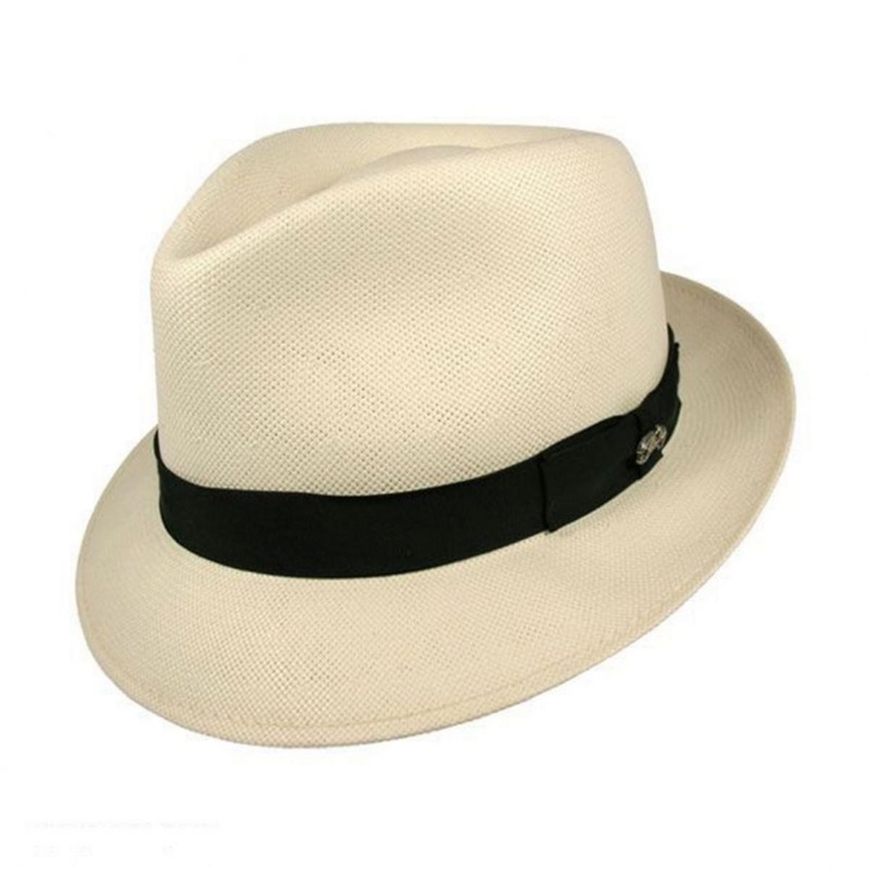 Guthrie Shantung Straw Fedora Hat NATURAL/BLACK S