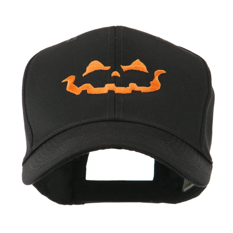 Halloween Jack O Lantern Face Embroidered Cap Black One Size