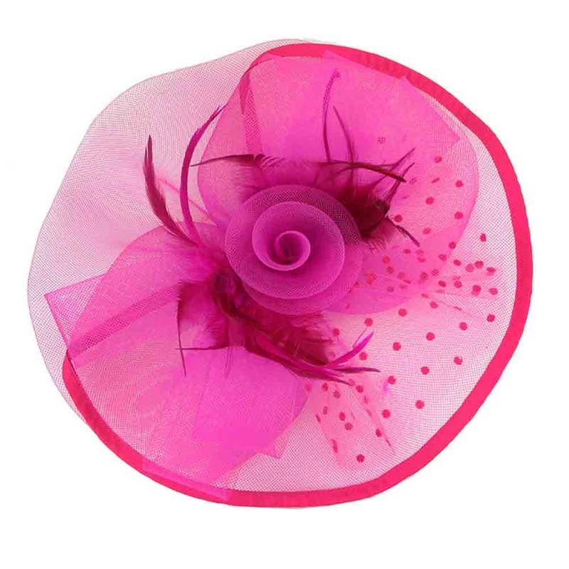 Layered Polka Dot Tulle Fascinator – Sophia Collection Fuchsia