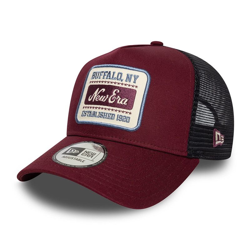 New Era A-Frame Trucker Cap – NE Patch – Burgundy Adjustable