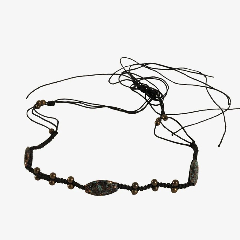 Ophelia | Rope Cord Hat Band with Oval Stones and Antique Metal Studs Multicolor OS