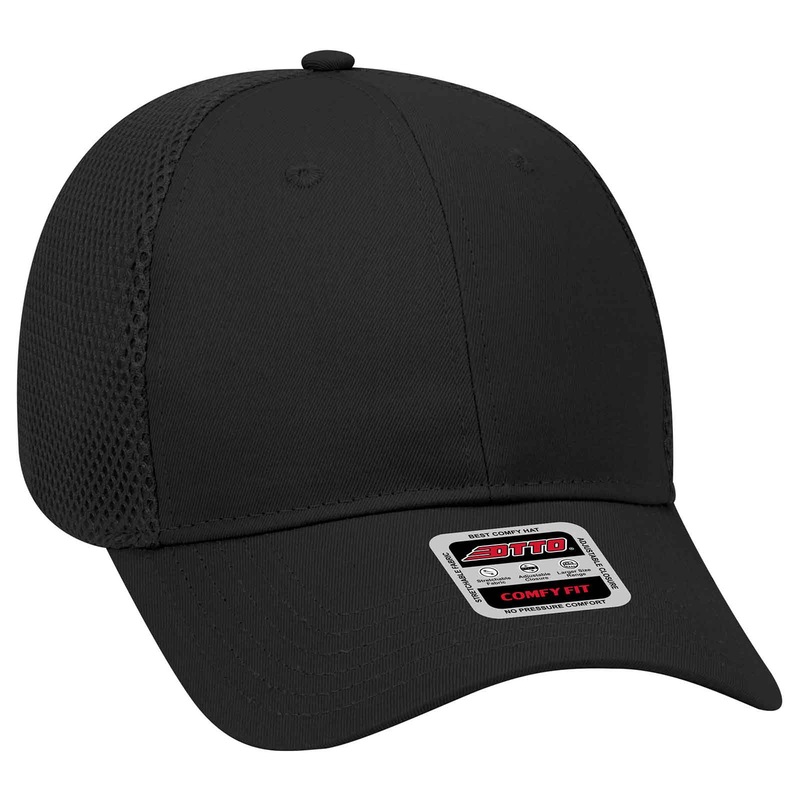 Otto Comfy Fit 6 Panel Low Pro Baseball Cap, Cotton w/ Polyester Air Mesh Back Hat – 83-605 Black