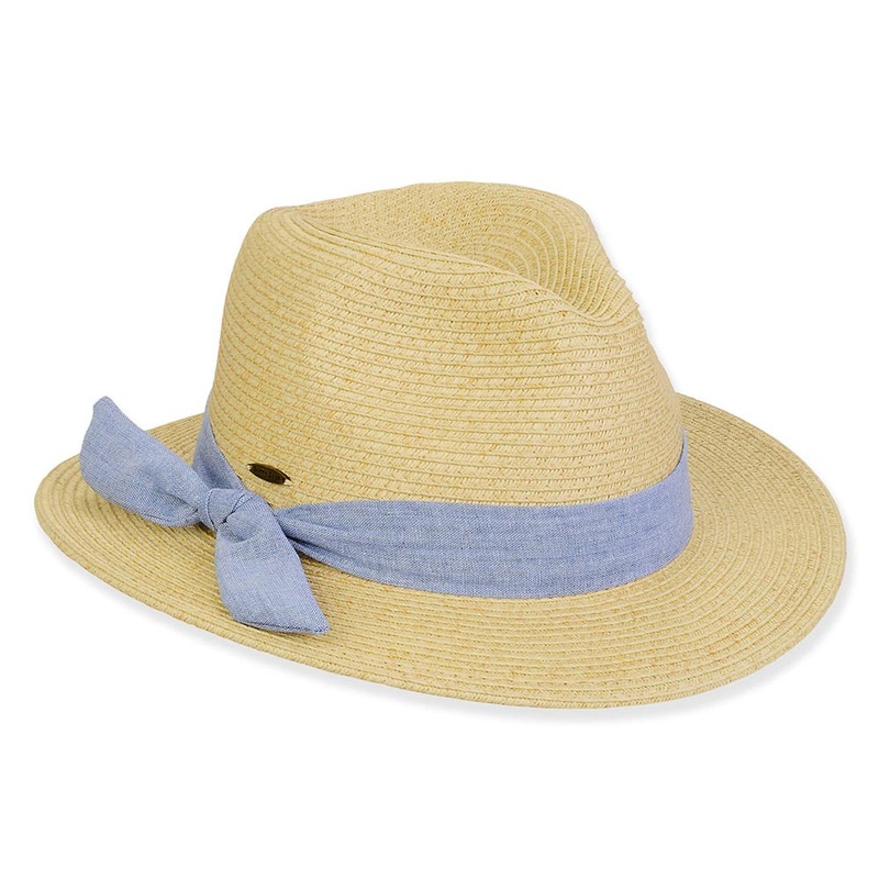 Petite Safari Hat with Denim Tie for Small Heads – Sunny Dayz Natural Small (54 cm)