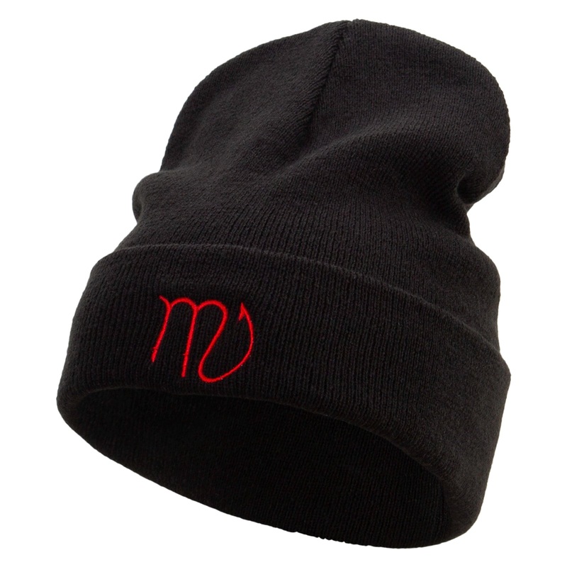 Scorpius Astrology Embroidered Big Size Acrylic Long Beanies Black XL-3XL