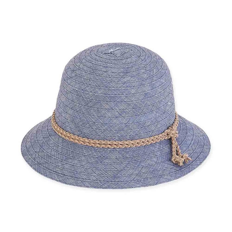 Textured Ribbon Cloche Hat with Braided Tie – Sun ‘N’ Sand Hats Denim