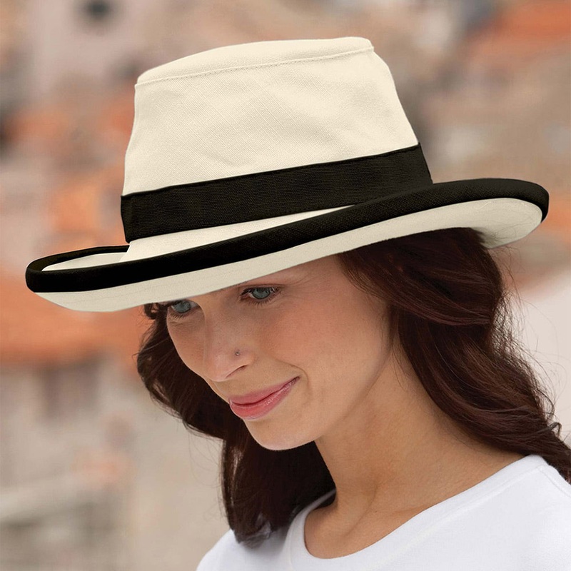 Tilley Womens TH8 Packable Sun Hat – Natural-Black S